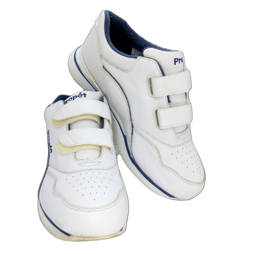 Propet Active Tour Walker Womens Pre-owned White/Gray Leather Sneakers-sz. 7 1/2